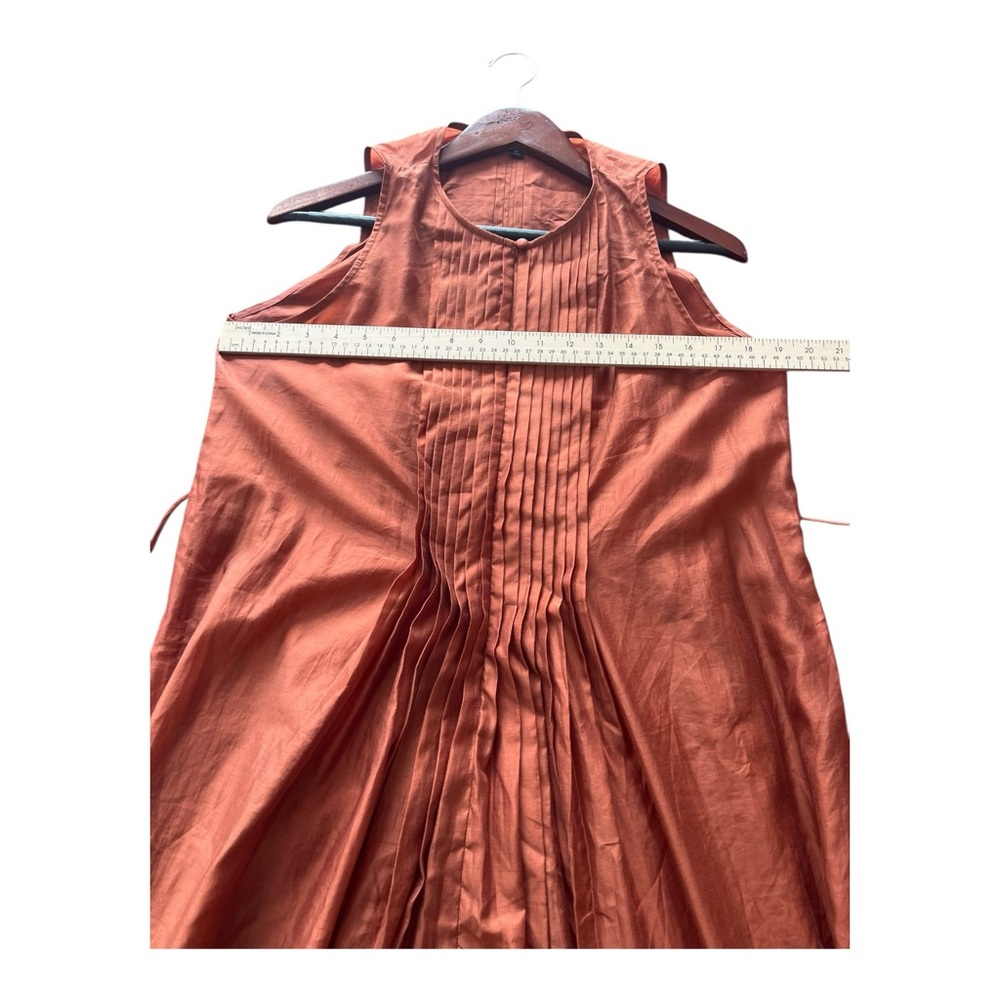 Banana Republic Pintuck Organza Midi Dress Arabian Spice Pumpkin Medium Lined - Picture 13 of 16